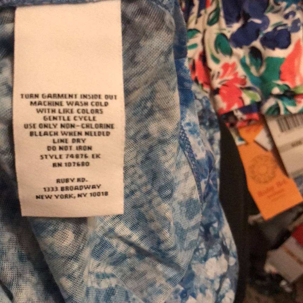 Ruby Rd. Blue Patterned Short Sleeve Top - Picture 7 of 8